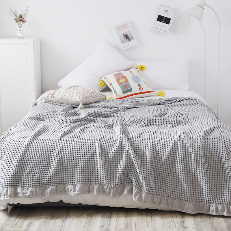 Couverture de loisirs en coton gaufré coréen, couverture de lit pour chambre à coucher, couverture de canapé, couverture d'été pour sieste, serviette de sieste