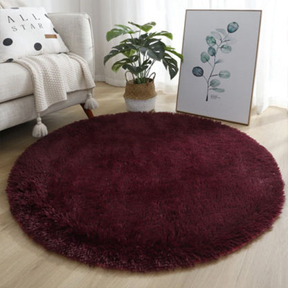 Tie Dye Silk Carpet Long Hair Round Bedroom Thickened Floor Mat