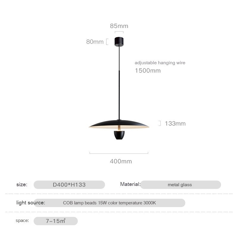 Lustre de salle à manger minimaliste moderne Lustre de chevet de chambre minimaliste nordique noir