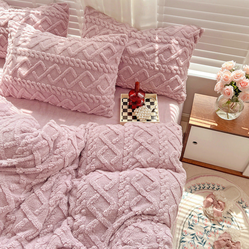 Four-piece Bed Set Thickened Warm Milk Fiber