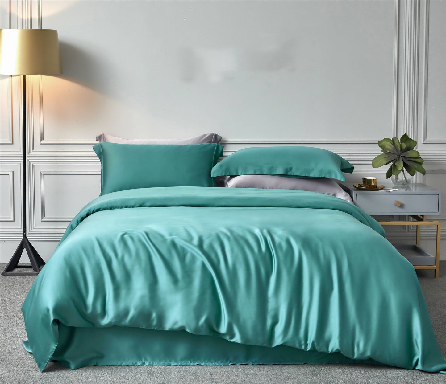 Productos para la cama Tencel de doble cara de color azul puro y fino Tencel simple y suave como la seda