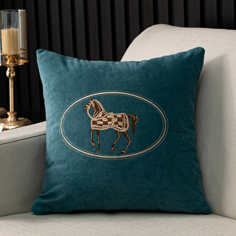 Hand-embroidered Cushion Cover Horse Pattern Pillowcase