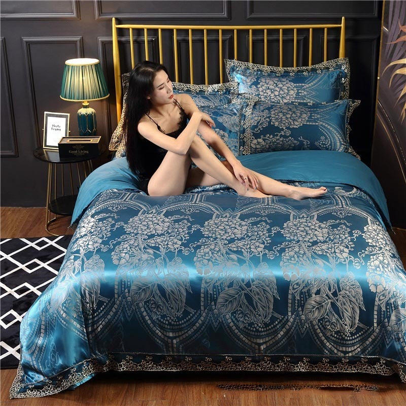 Silk Satin Jacquard Lace Four-piece Bedding