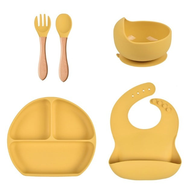 Explosive Children's Eating Silicone Dinner Plate Bowl Spoon