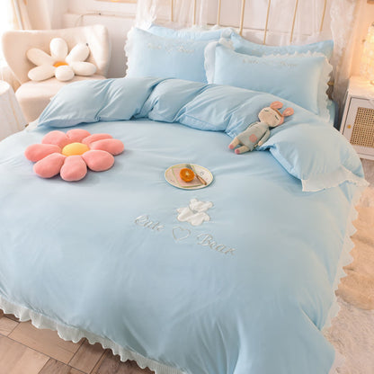 Cotton Four-piece Lace Skin-friendly Breathable Bed Sheet