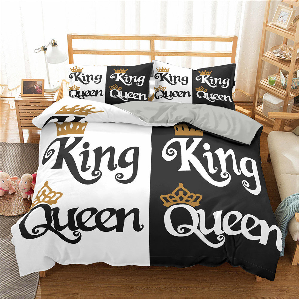 3d Bed Three-piece Digital Printing Duvet Cover Sheet