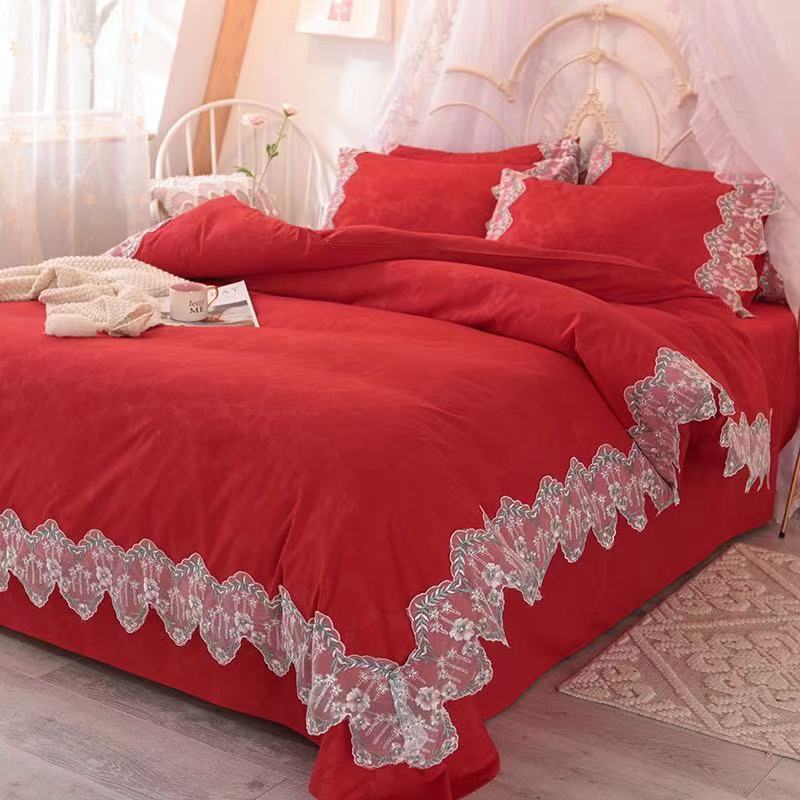 Juego de cama de cuatro piezas de red roja