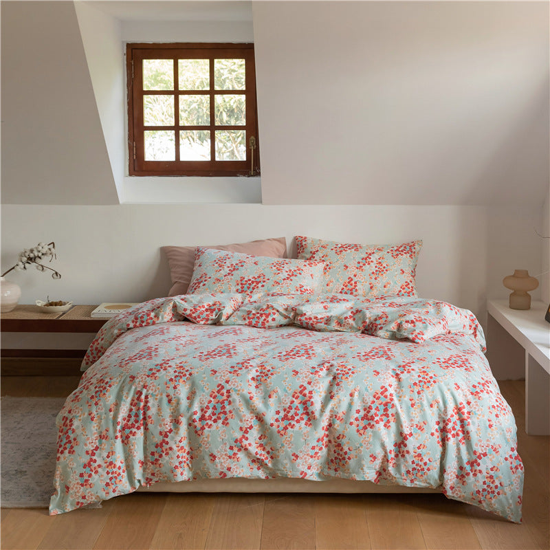 Four-piece Set Of Korean Retro Floral Cotton Bed