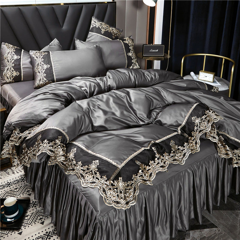 Four-piece Double-sided Ice Silk Bed Skirt For Household Use