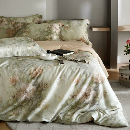 Flower Tencel Digital Printed Four-piece Bedding Set