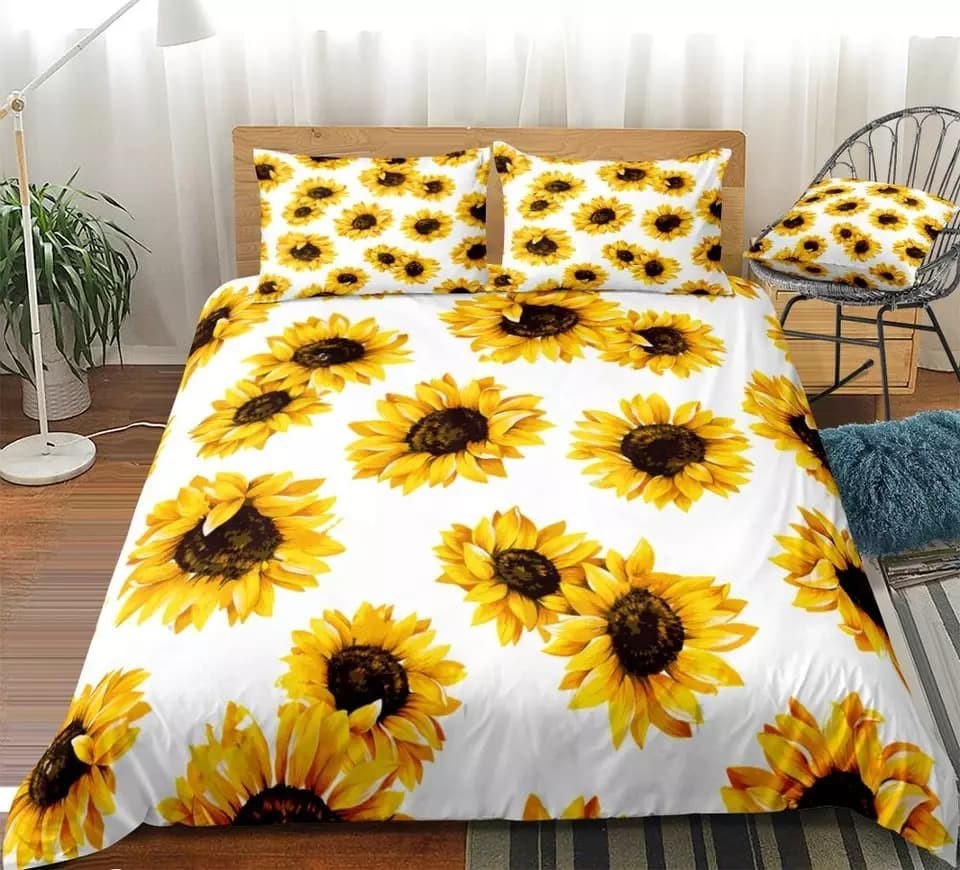 Three-piece Sunflower Quilt Cover Home Textile Bedding