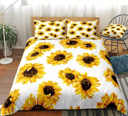 Housse de couette tournesol en trois pièces, textile de maison, literie