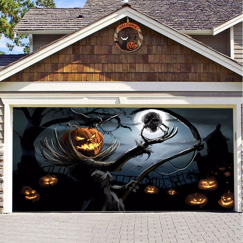 Halloween Garage Background Decoration Hanging Cloth