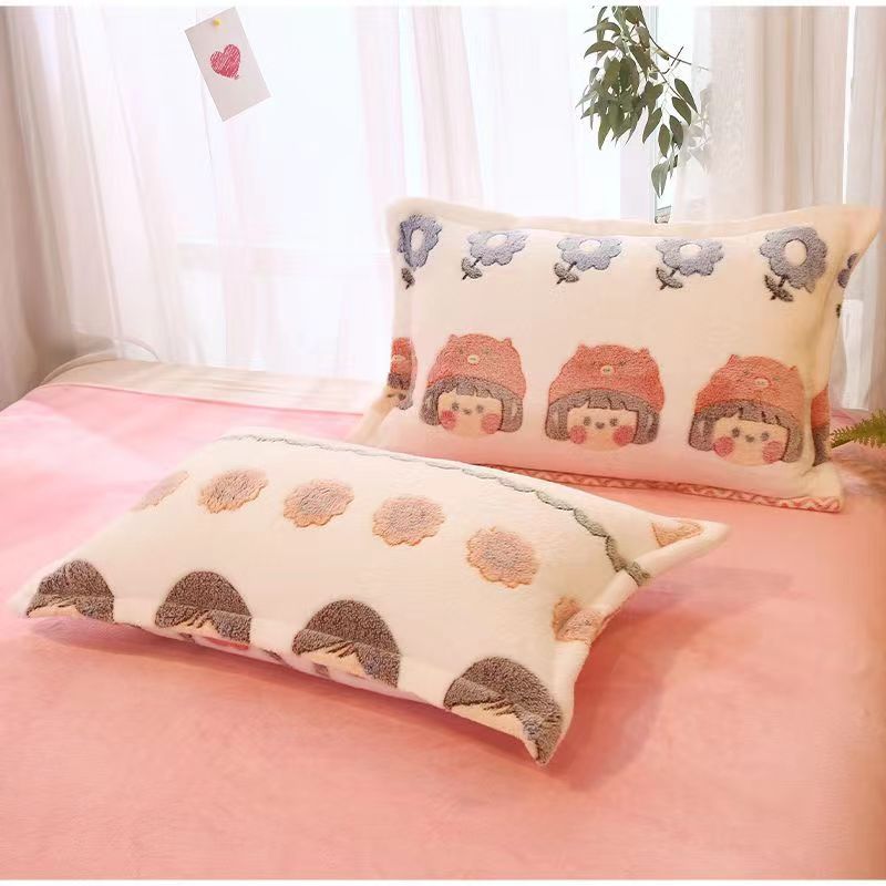 Fleece-lined Double-sided Fleece Winter Warm Coral Fleece Pillowcase