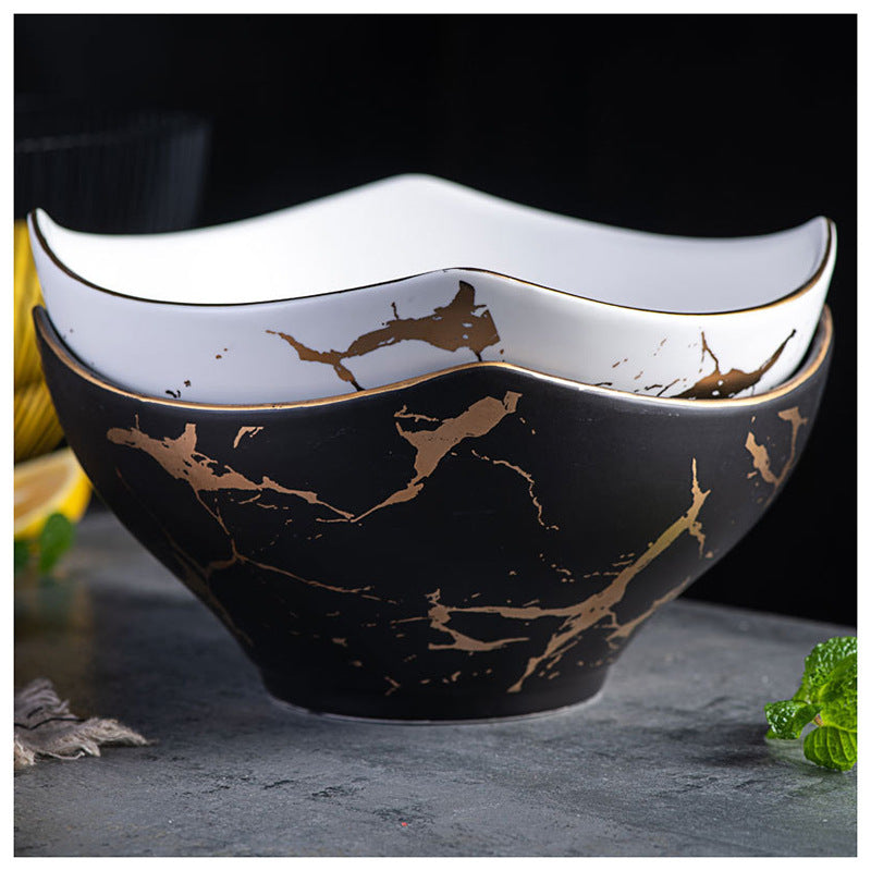 Marbled ceramic tableware salad bowl