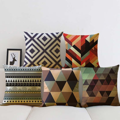 Linen Pillow Case Home Fabric Geometric Abstract