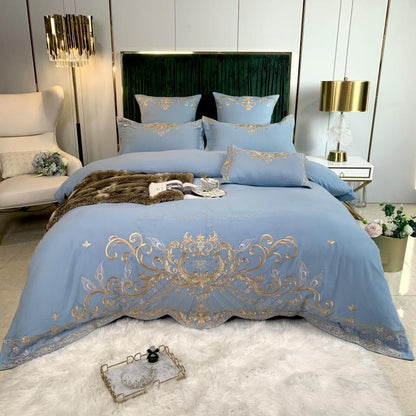 European-Style Luxury High-End Four-Piece Cotton Bed Linen And Silk Embroidery Quilt Cover