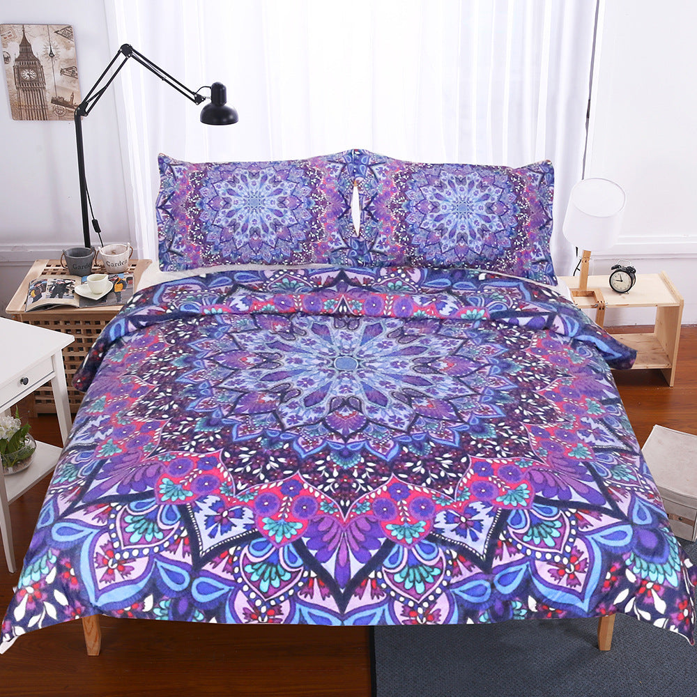 Purple red quilt cover set of four