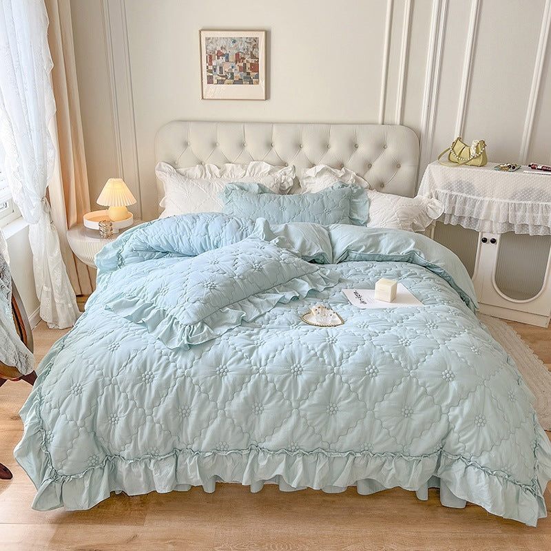 Washed Cotton Four-piece Set Girlish Heart Duvet Cover