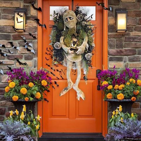 Guirlande de décoration de porte pour Halloween avec momie