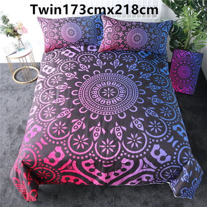 Purple crochet quilt cover three-piece bedding set