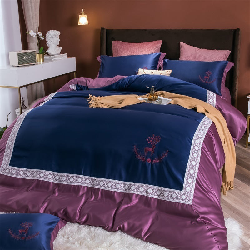 Housse de couette en coton avec dentelle