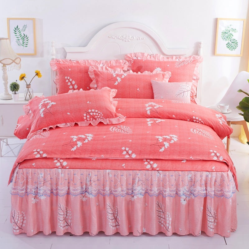 Thickened brushed lace bed skirt lace bedding