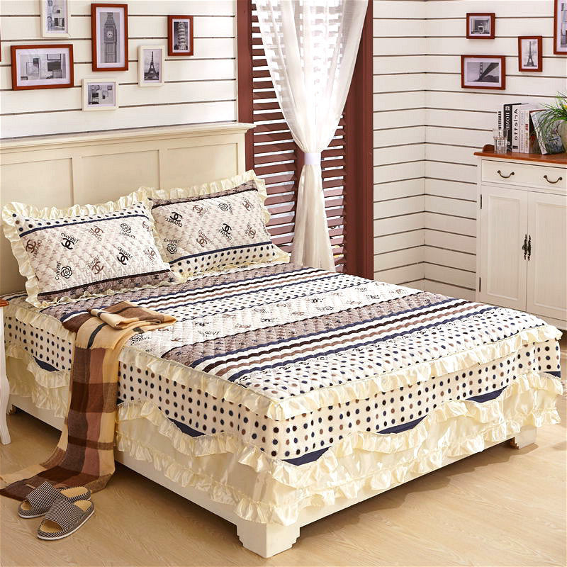 Four-piece cotton bed skirt