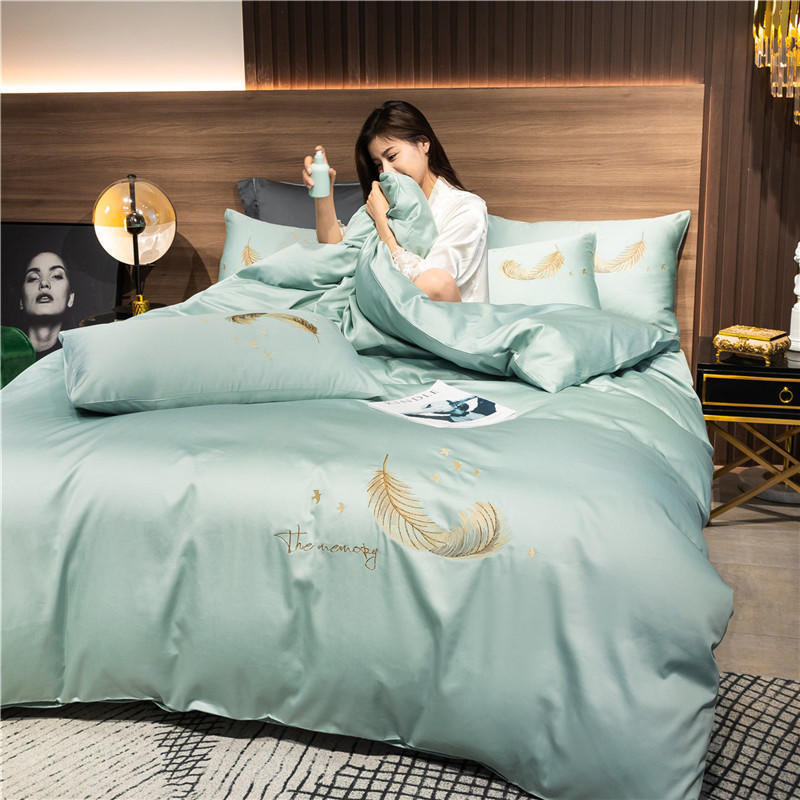 Four-piece cotton embroidery bed