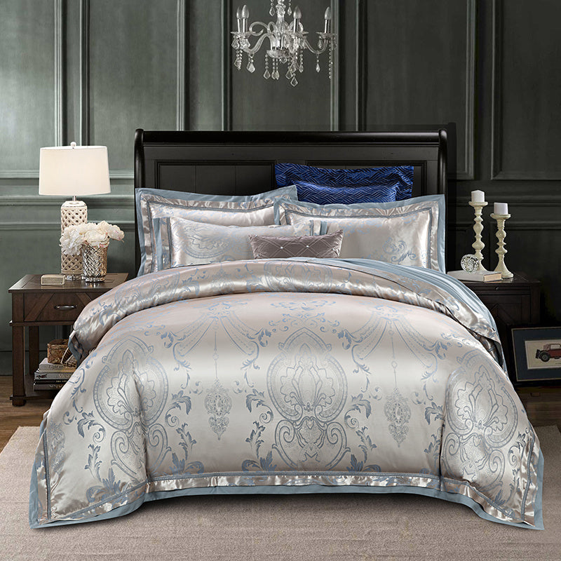 European-style luxury tencel cotton satin jacquard quilt cover four-piece set six-piece set