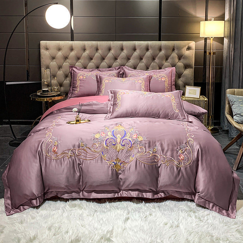 Four-Piece Embroidered Cotton Long-Staple Cotton Bedding