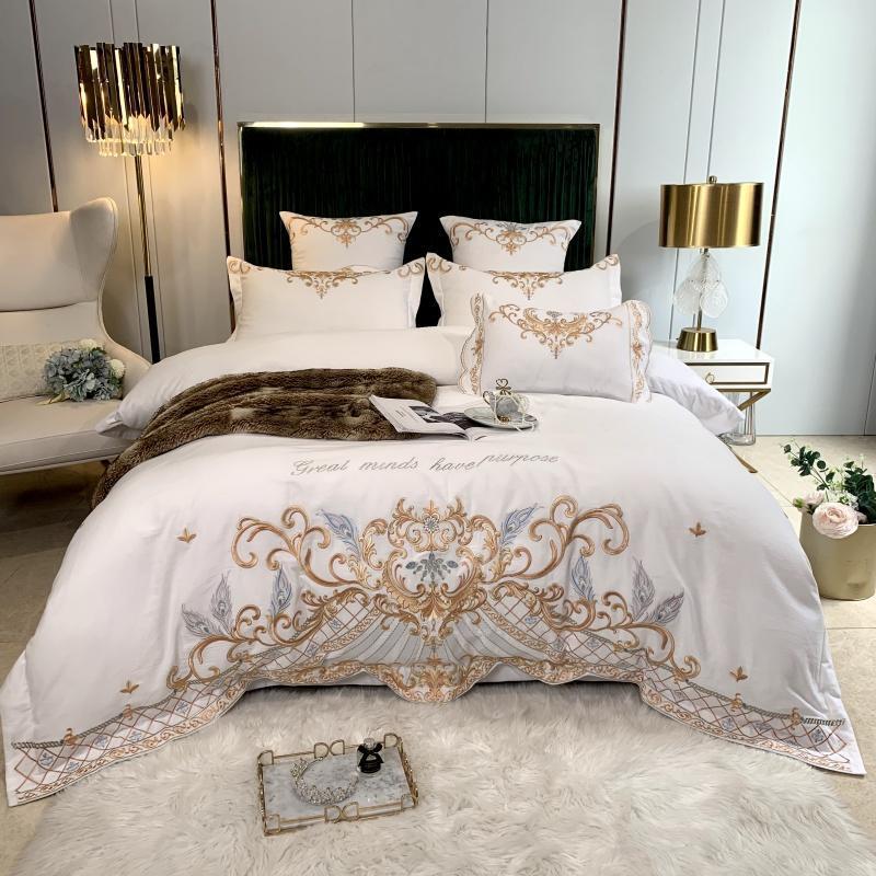 European-Style Luxury High-End Four-Piece Cotton Bed Linen And Silk Embroidery Quilt Cover