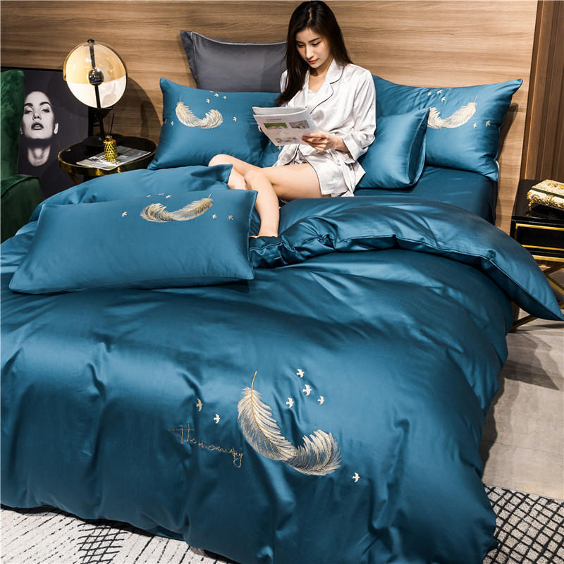 Four-piece cotton embroidery bed