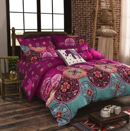 Three-piece Set Of Ethnic Printing On Polyester Bed