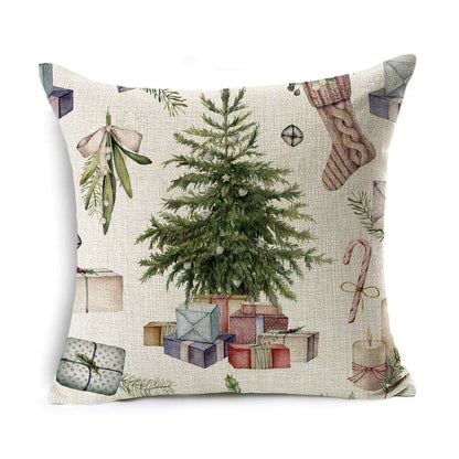 Christmas Gift Wreath Linen Hugging Pillowcase