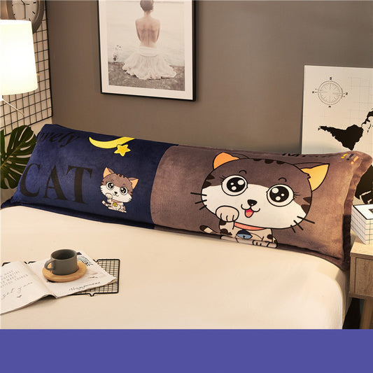 Almohada para amantes de la lana de coral, extragrande, de invierno, con dibujos animados, para cama de 1,5 m