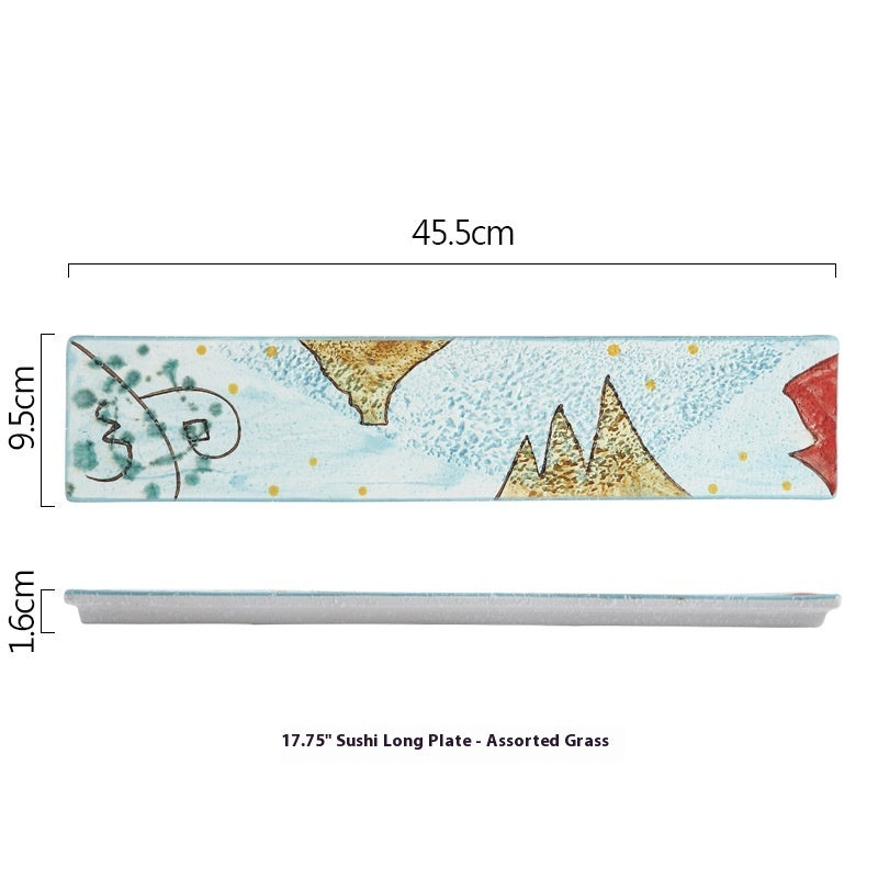 Sushi Long Fish Dish Sashimi Dim Sum Plate