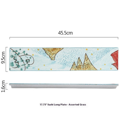 Sushi Long Fish Dish Sashimi Dim Sum Plate