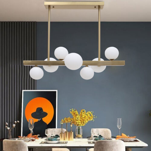 Lustre moderne du milieu du siècle Lustres linéaires Suspension dorée à 7 lumières LED