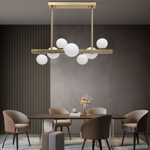 Lustre moderne du milieu du siècle Lustres linéaires Suspension dorée à 7 lumières LED