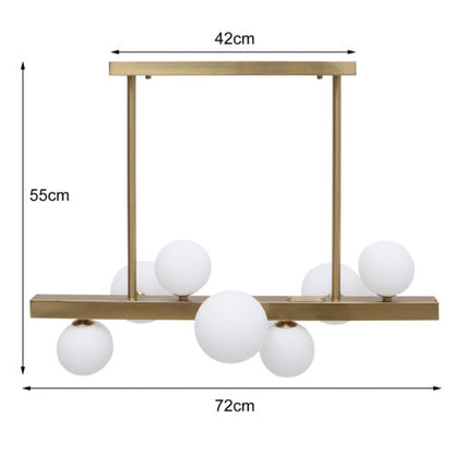 Lustre moderne du milieu du siècle Lustres linéaires Suspension dorée à 7 lumières LED