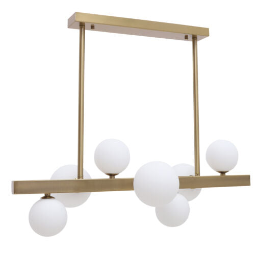 Lustre moderne du milieu du siècle Lustres linéaires Suspension dorée à 7 lumières LED