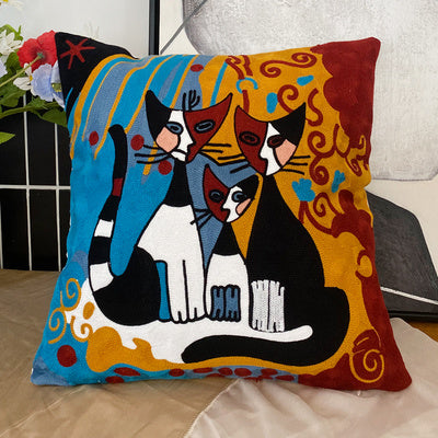 Embroidered Cushion Against Color Three-dimensional Throw Picasso Abstract Pillowcase