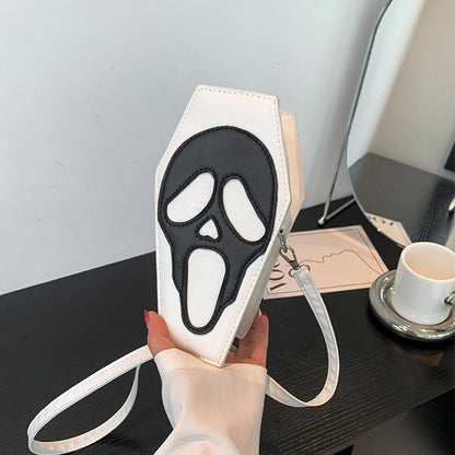 Halloween Coffin-shape Shoulder Bag Gothic Ghost Spider Web Messenger Crossbody Bag Kids Personality Phone Bag For Women