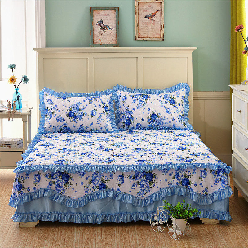 Four-piece cotton bed skirt