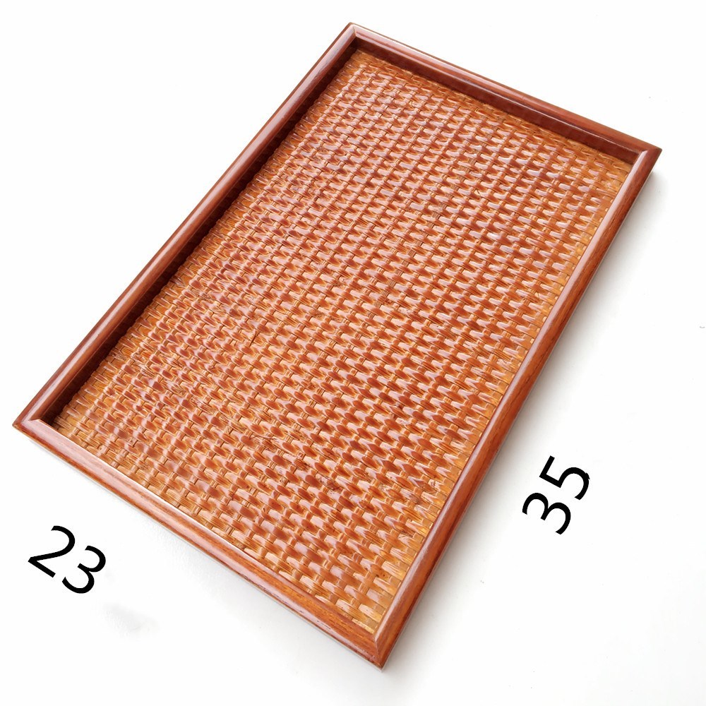 Rattan Woven Tea Tray Creative Tray Non-Slip Bamboo Woven Wooden Plate