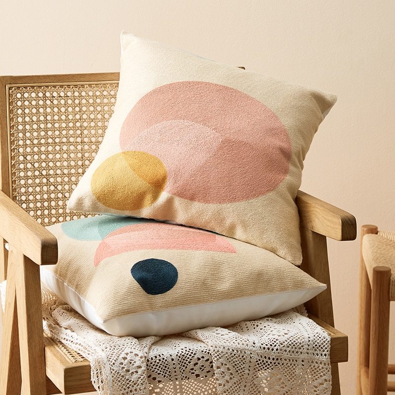 Embroidered cotton cushion