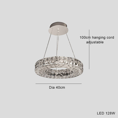 Lámpara de araña de cristal de estilo lujoso y moderno con luces LED simples