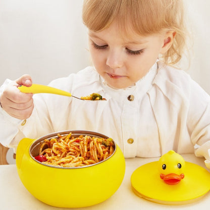 Cuenco aislante con forma de patito amarillo