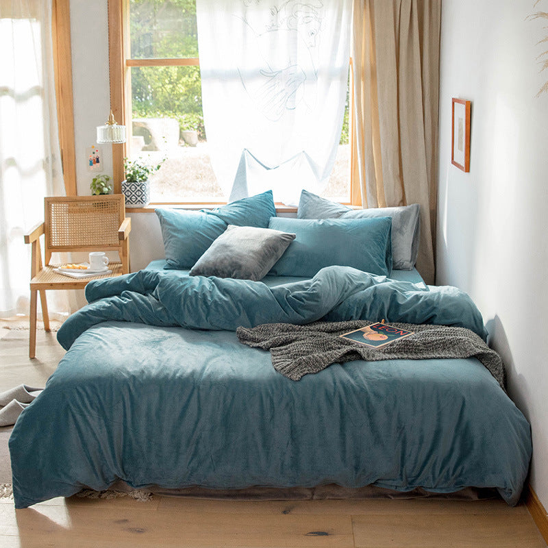 Four-piece velvet winter thick bedding